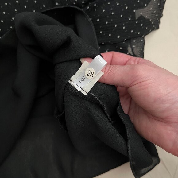 Express Y2K Black & White Polka Dot Silk Mini Skirt – Size 0 - Picture 7 of 10